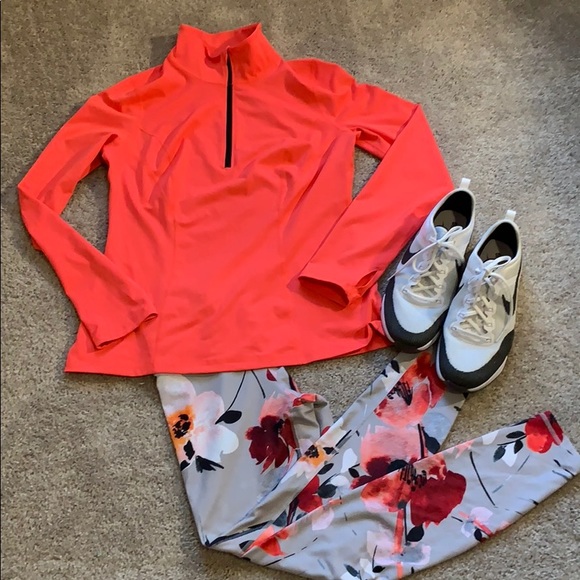 Express Tops - Neon Coral Express Quarter ZIP